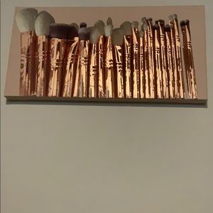 Canvas of makeup brushes